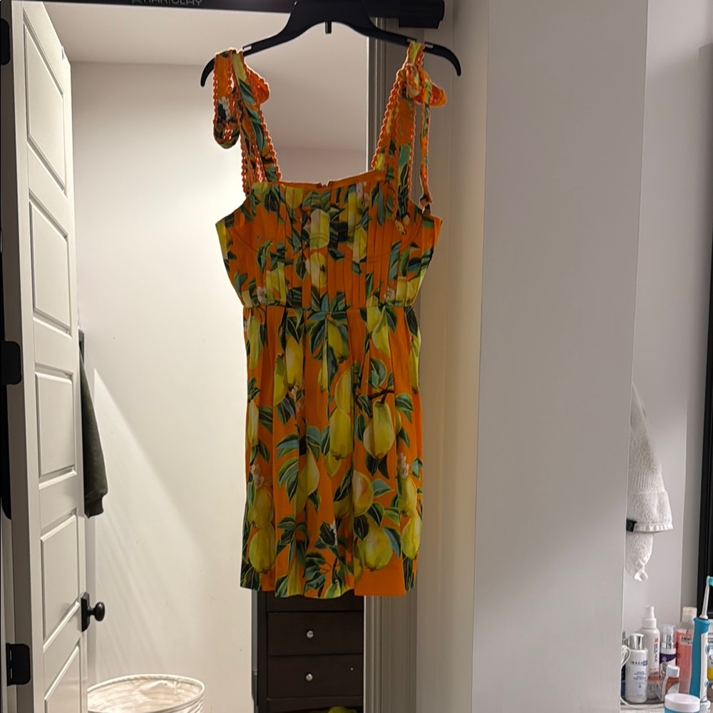 FARM Rio Orange and Yellow Midi Dress